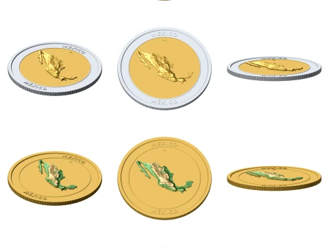 Mexico 3D Topographic Coin 85 mm Relief Collector Token 3D Print Model