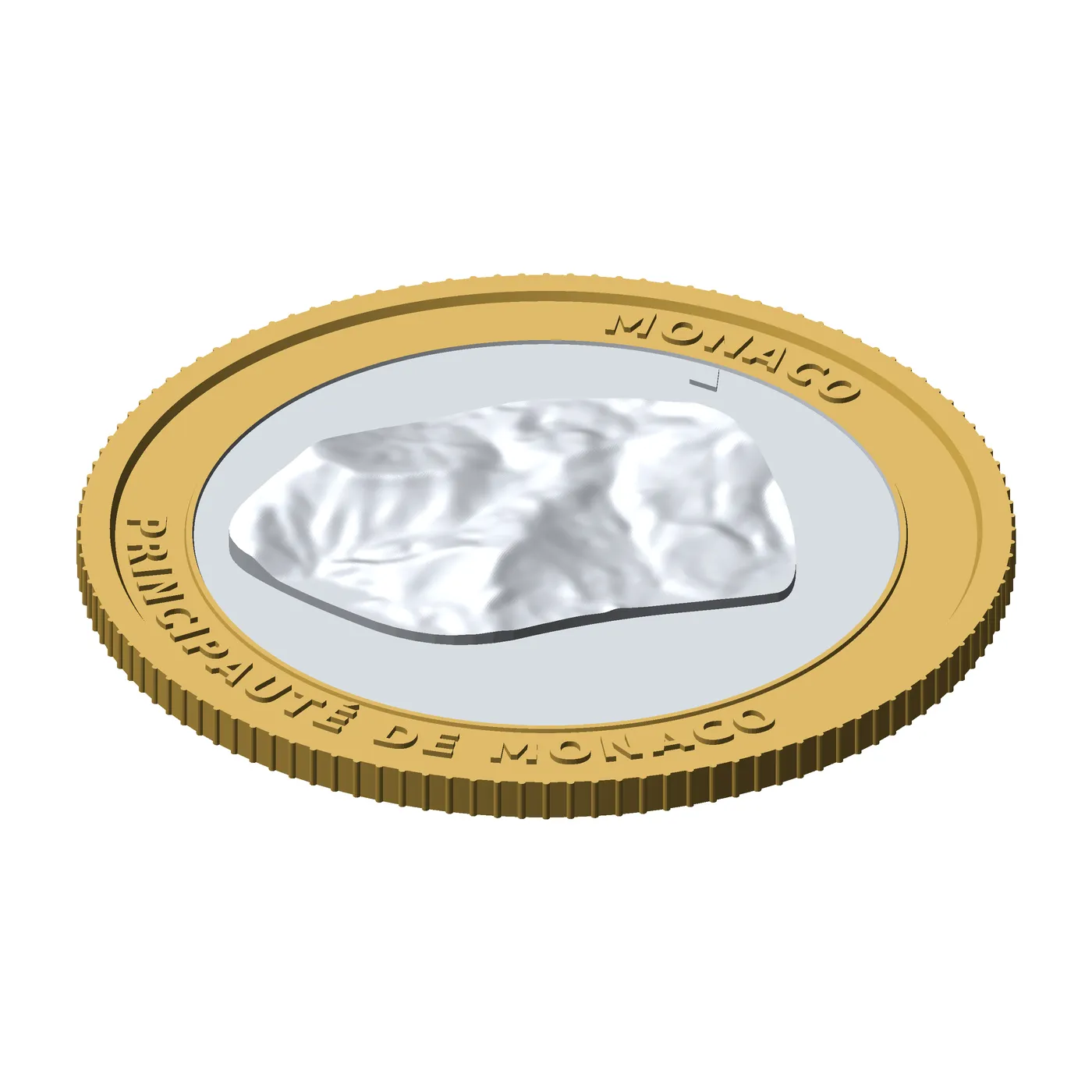 Monaco 3D Topographic Coin 85 mm Relief Collector Token 3D Print Model .c4d .max .obj .3ds .fbx .stl .blend 