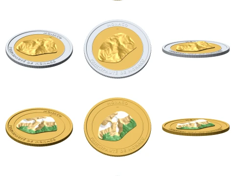 Monaco 3D Topographic Coin 85 mm Relief Collector Token 3D Print Model