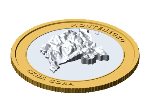 Montenegro 3D Topographic Coin 85 mm Relief Collector Token 3D Print Model