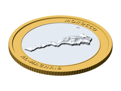 Morocco 3D Topographic Coin 85 mm Relief Collector Token 3D Print Model