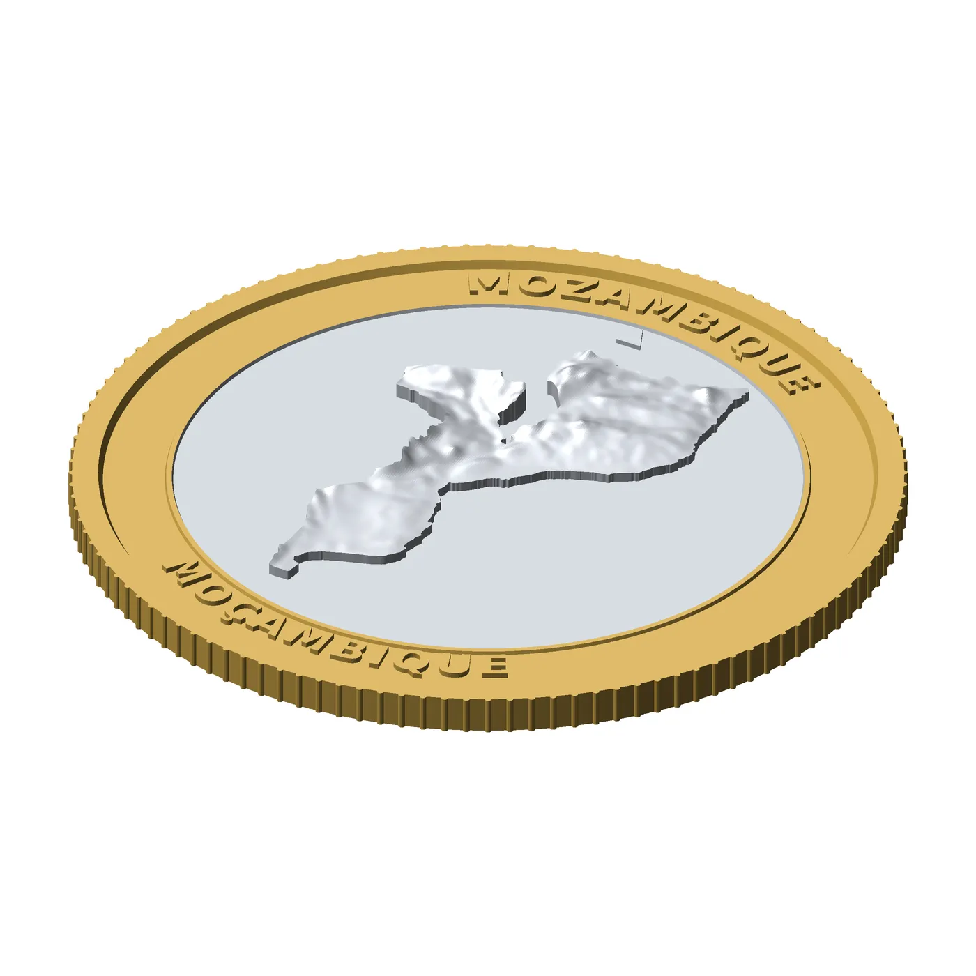 Mozambique 3D Topographic Coin 85 mm Relief Collector Token 3D Print Model .c4d .max .obj .3ds .fbx .stl .blend