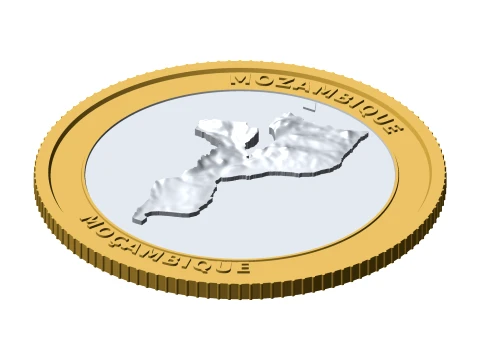 Moeda Topogr&aacute;fica 3D de Mo&ccedil;ambique Token de Colecionador de Relevo de 85 mm Modelo de Impressão 3D