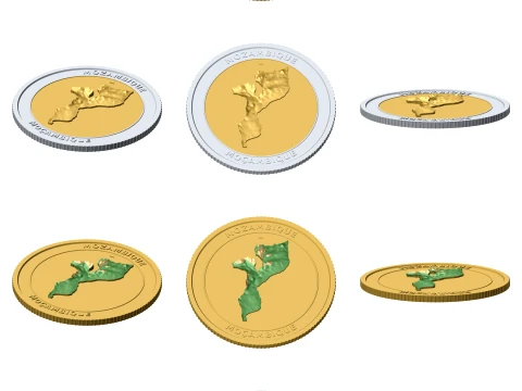 Mozambique 3D Topographic Coin 85 mm Relief Collector Token 3D Print Model