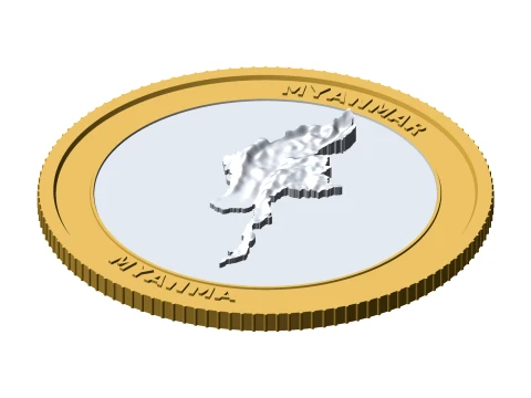 Myanmar 3D Topographic Coin 85 mm Relief Collector Token 3D Print Model