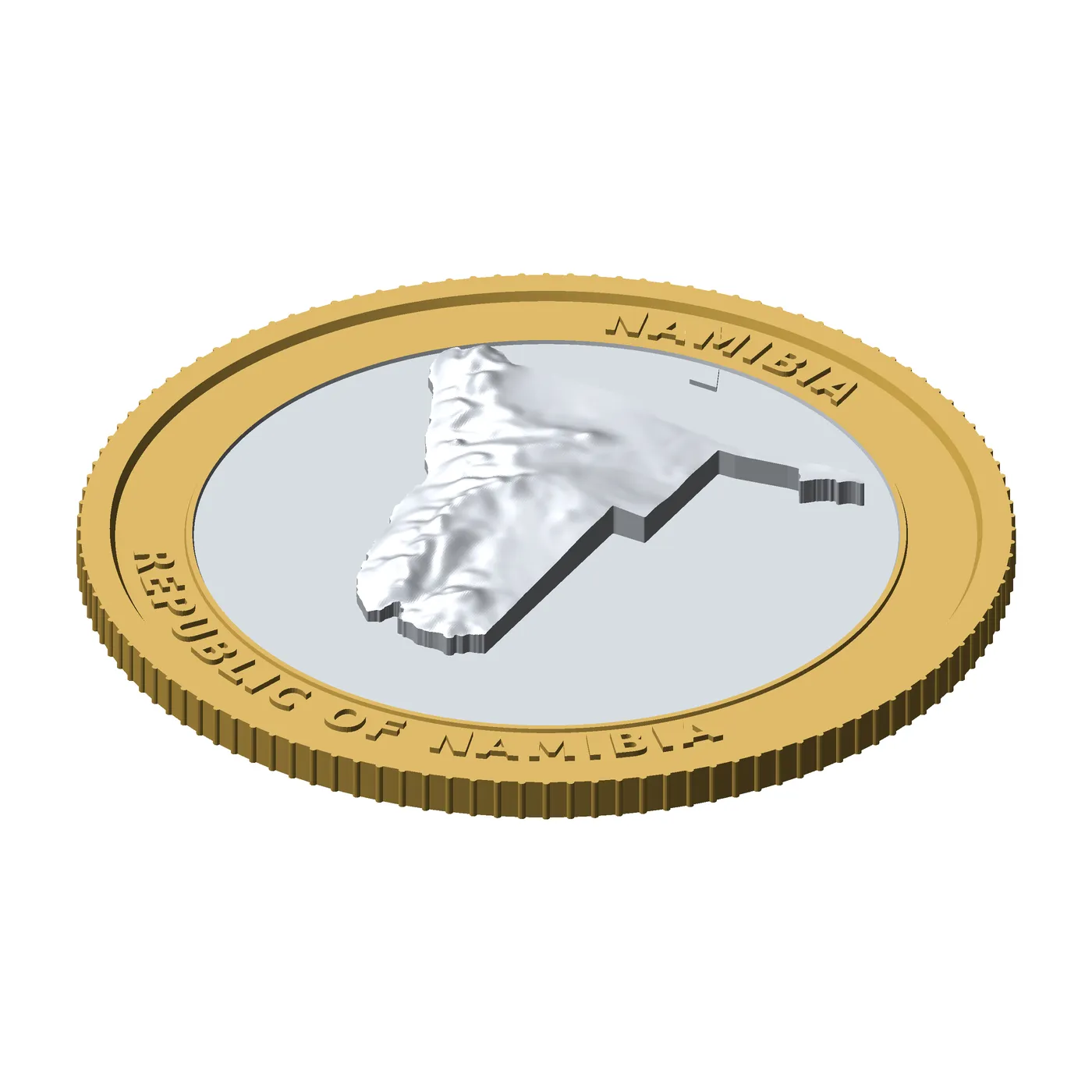 Namibia 3D Topographic Coin 85 mm Relief Collector Token 3D Print Model .c4d .max .obj .3ds .fbx .stl .blend 