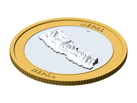 Nepal 3D Topographic Coin 85 mm Relief Collector Token 3D Print Model