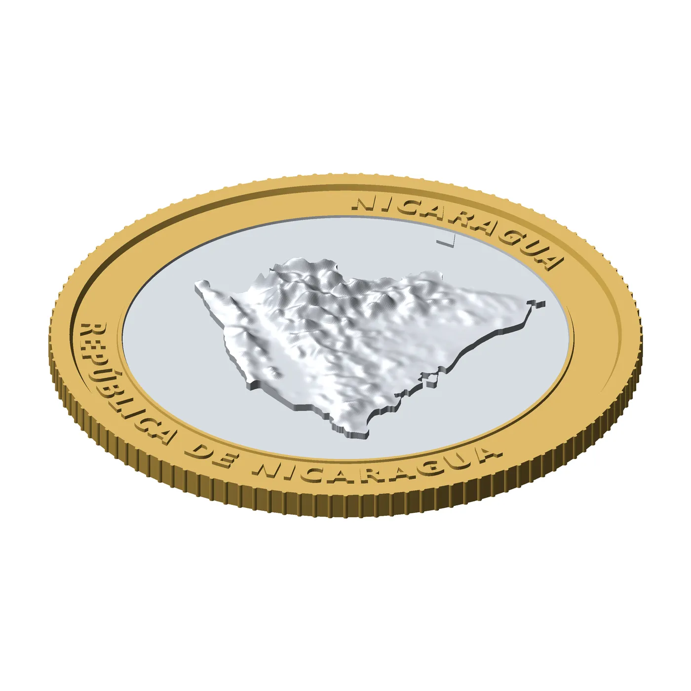 Nicaragua 3D Topographic Coin 85 mm Relief Collector Token 3D Print Model .c4d .max .obj .3ds .fbx .stl .blend 