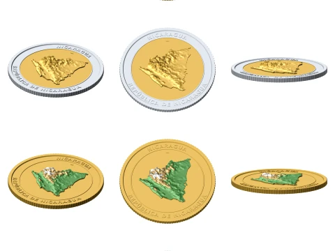 Nicaragua 3D Topographic Coin 85 mm Relief Collector Token 3D Print Model