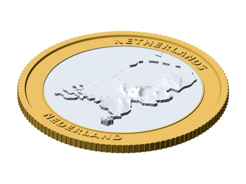 Netherlands 3D Topographic Coin 85 mm Relief Collector Token 3D printmodel