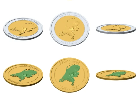 Netherlands 3D Topographic Coin 85 mm Relief Collector Token 3D Print Model