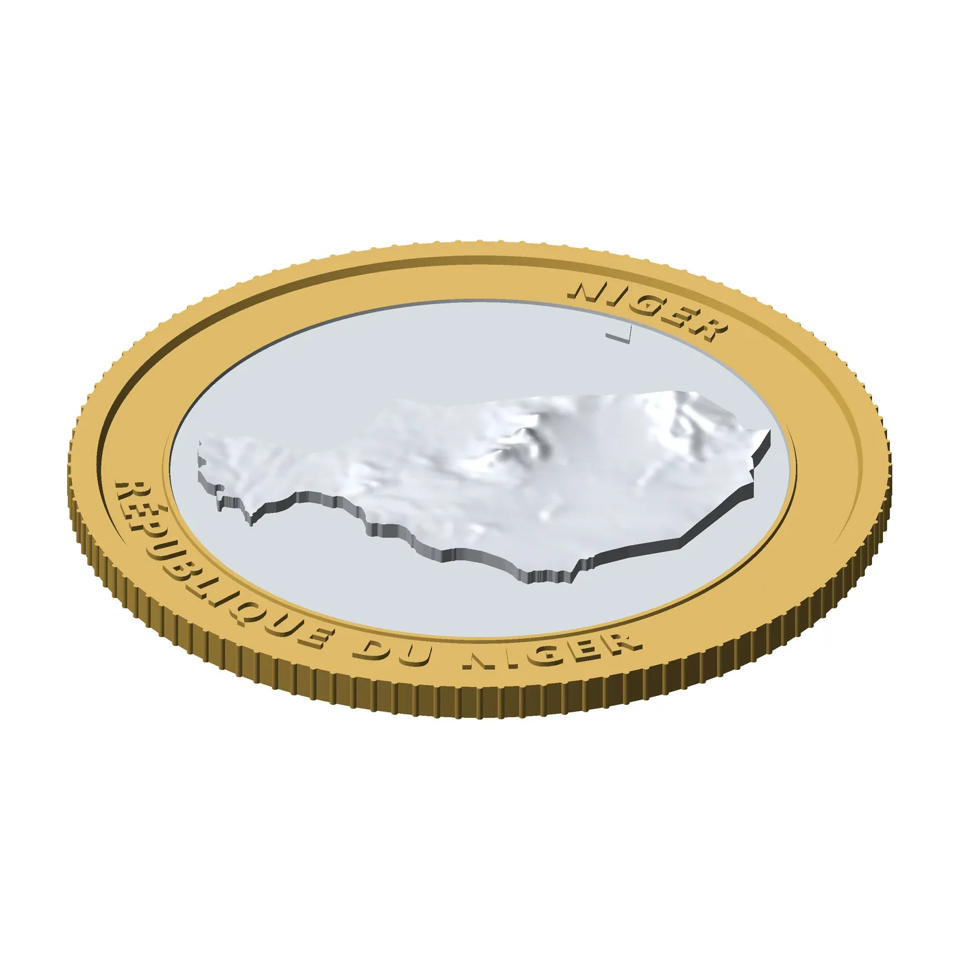 Niger 3D Topographic Coin 85 mm Relief Collector Token 3D Print Model .c4d .max .obj .3ds .fbx .stl .blend 