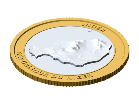 Moeda topogr&aacute;fica 3D do N&iacute;ger Token de coletor de relevo de 85 mm Modelo de Impressão 3D