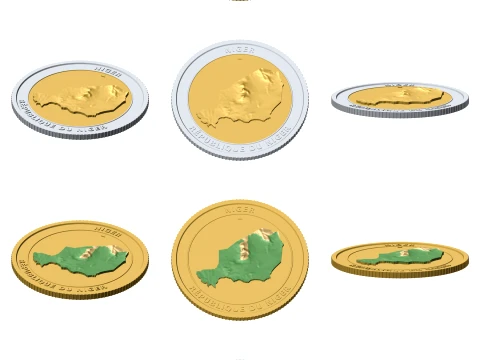 Niger 3D Topographic Coin 85 mm Relief Collector Token 3D Print Model