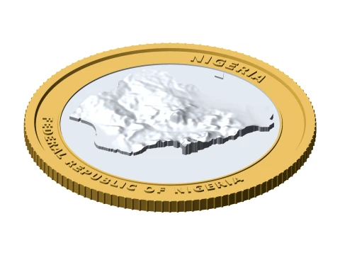 Nigeria 3D Topographic Coin 85 mm Relief Collector Token 3D Print Model
