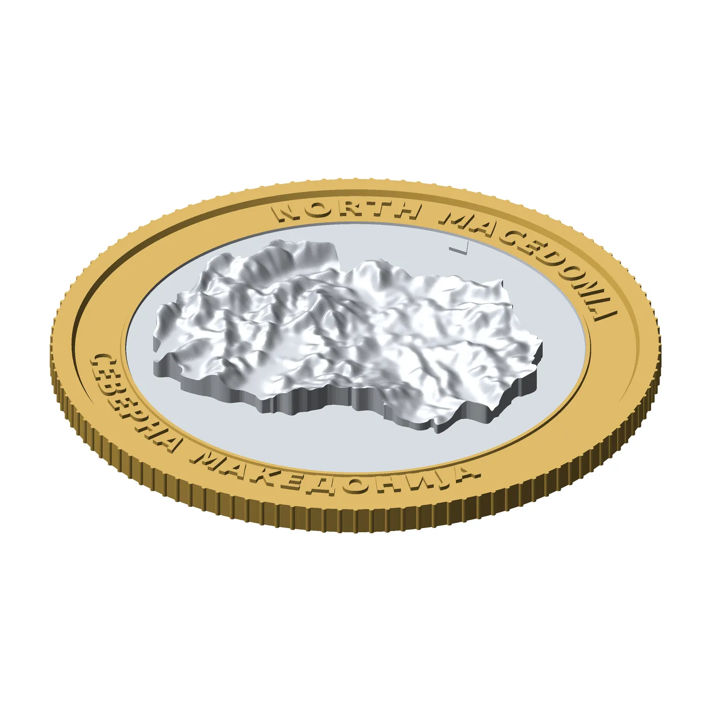 North Macedonia 3D Topographic Coin 85 mm Relief Collector Token 3D Print Model .c4d .max .obj .3ds .fbx .stl .blend 