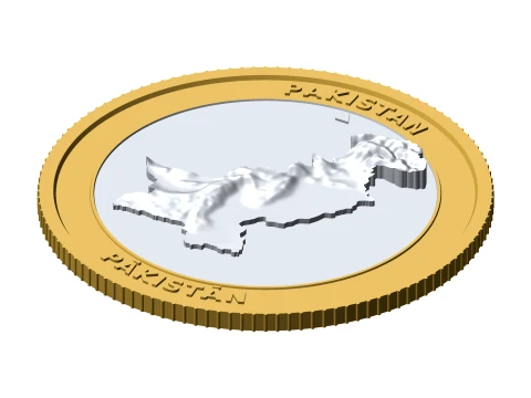 Moneda topogr&aacute;fica 3D de Pakist&aacute;n Ficha de coleccionista en relieve de 85 mm Modelo de impresión 3D