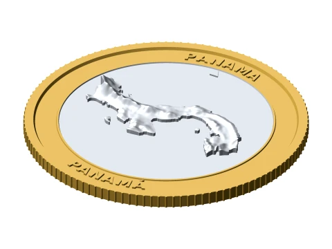 Panama 3D Topographic Coin 85 mm Relief Collector Token 3D Print Model