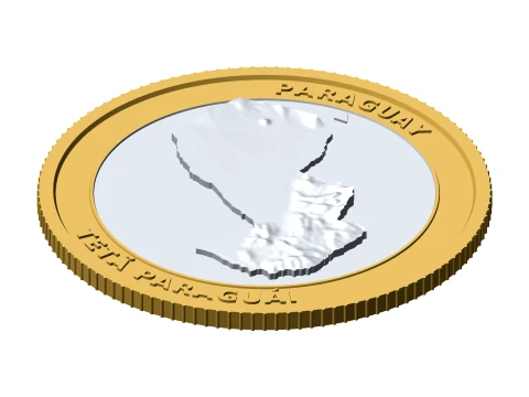 Paraguay 3D Topographic Coin 85 mm Relief Collector Token 3D Print Model