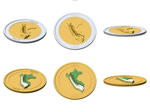 Peru 3D Topographic Coin 85 mm Relief Collector Token 3D Print Model