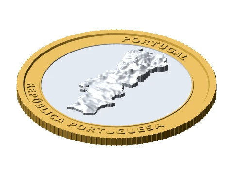 Portugal 3D Topographic Coin 85 mm Relief Collector Token Modelo de impresión 3D