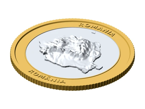 Romania 3D Topographic Coin 85 mm Relief Collector Token 3D Print Model