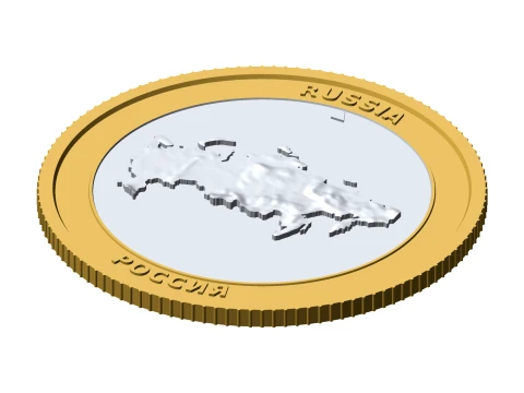 Moeda topogr&aacute;fica 3D da R&uacute;ssia, token de coletor de relevo de 85 mm Modelo de Impressão 3D