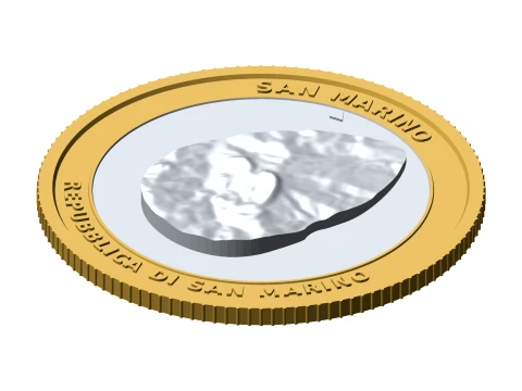 Moeda Topogr&aacute;fica 3D de San Marino Token de Coletor de Relevo de 85 mm Modelo de Impressão 3D