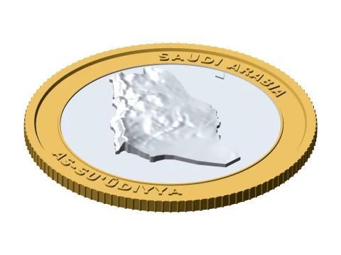 Saudi Arabia 3D Topographic Coin 85 mm Relief Collector Token 3D Print Model