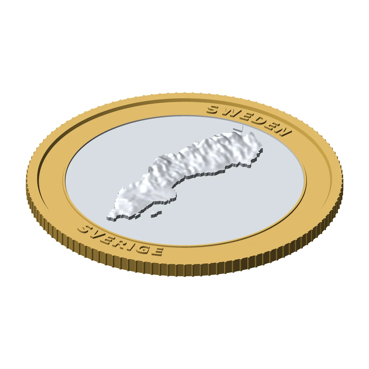 Sweden 3D Topographic Coin 85 mm Relief Collector Token 3D Print Model .c4d .max .obj .3ds .fbx .stl .blend 