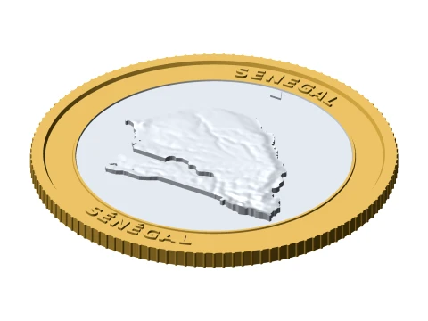 Senegal 3D Topographic Coin 85 mm Relief Collector Token 3D Print Model