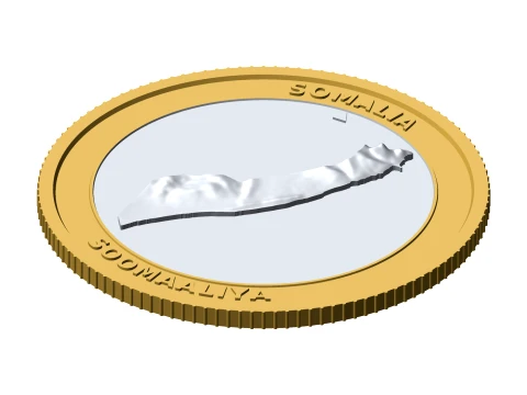 Somalia 3D Topographic Coin 85 mm Relief Collector Token 3D Print Model