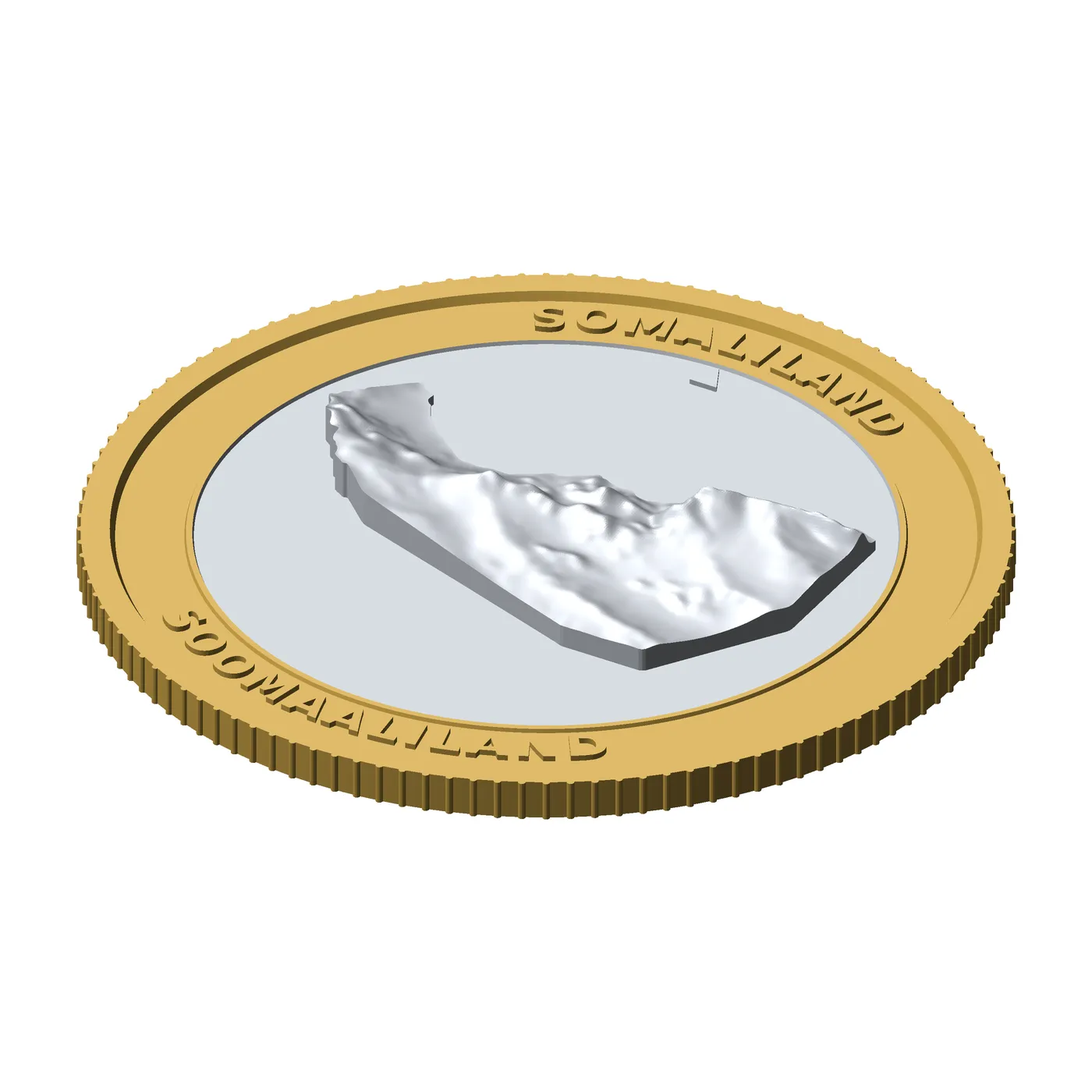 Somaliland 3D Topographic Coin 85 mm Relief Collector Token 3D Print Model .c4d .max .obj .3ds .fbx .stl .blend 