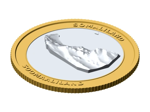 Moneda topogr&aacute;fica 3D de Somalilandia Ficha de coleccionista en relieve de 85 mm Modelo de impresión 3D