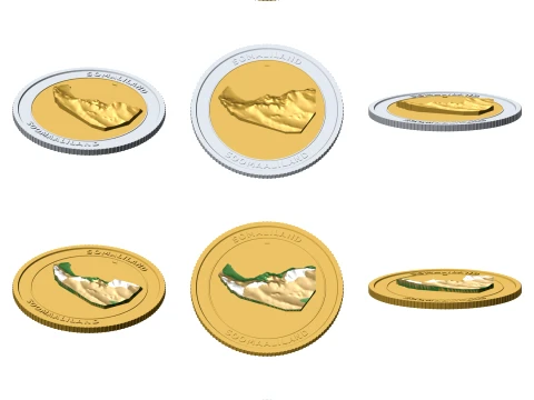 Somaliland 3D Topographic Coin 85 mm Relief Collector Token 3D Print Model