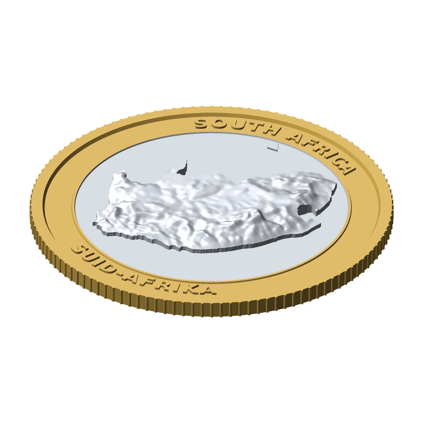 South Africa 3D Topographic Coin 85 mm Relief Collector Token 3D Print Model .c4d .max .obj .3ds .fbx .stl .blend 
