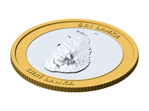 Sri Lanka 3D Topographic Coin 85 mm Relief Collector Token 3D Print Model