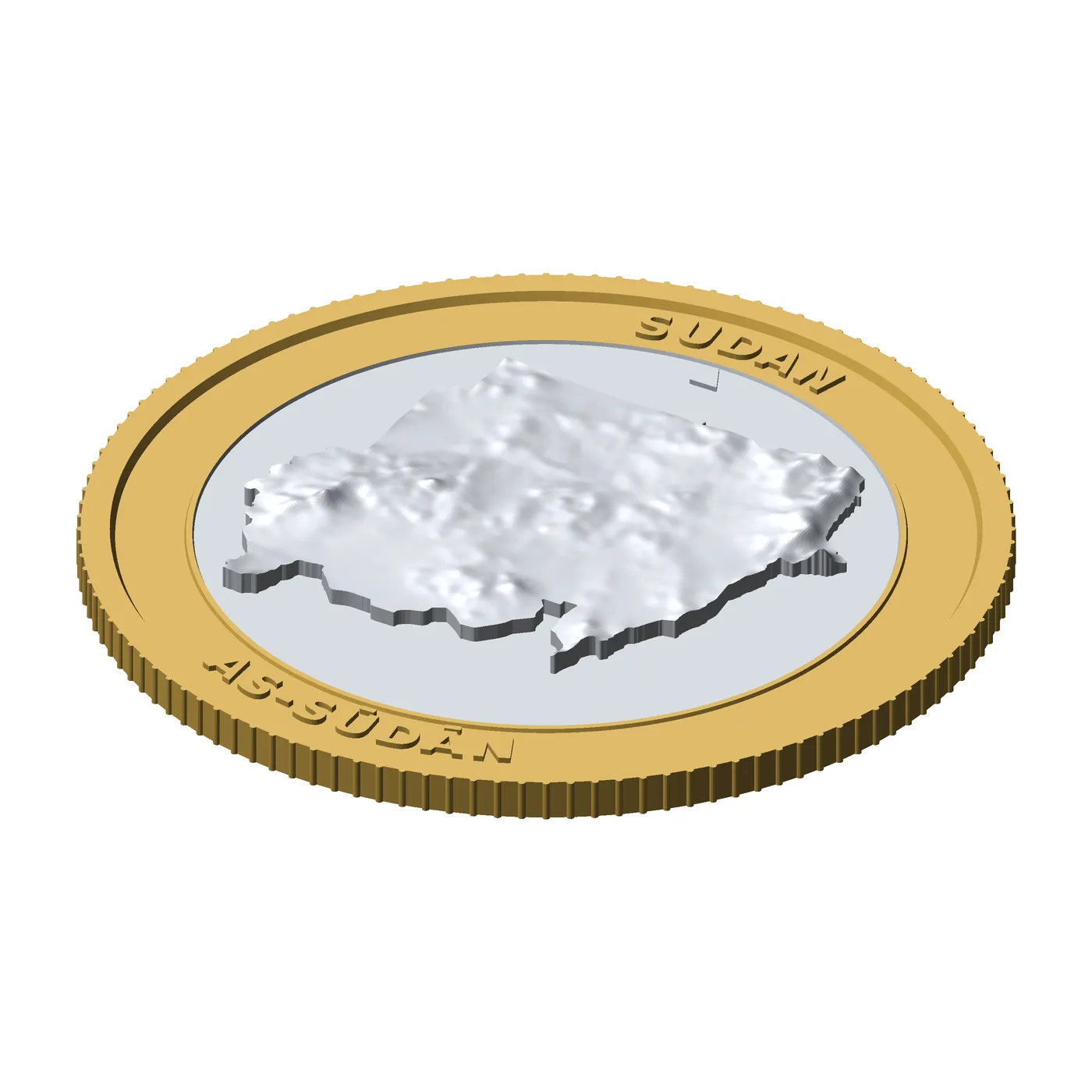 Sudan 3D Topographic Coin 85 mm Relief Collector Token 3D Print Model .c4d .max .obj .3ds .fbx .stl .blend 