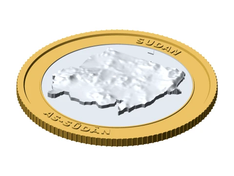Sudan 3D Topographic Coin 85 mm Relief Collector Token 3D Print Model