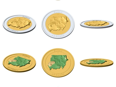 Sudan 3D Topographic Coin 85 mm Relief Collector Token 3D Print Model