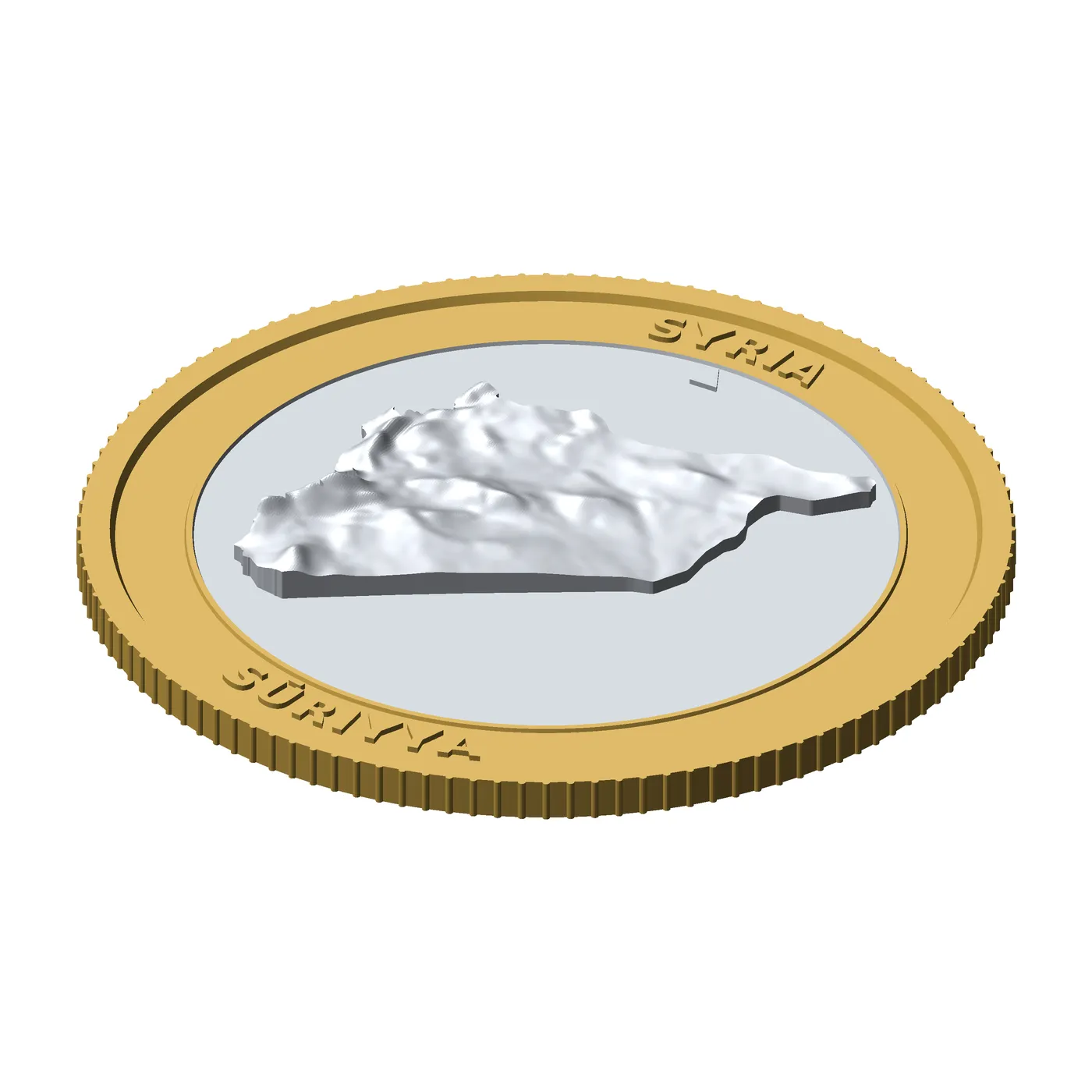 Syria 3D Topographic Coin 85 mm Relief Collector Token 3D Print Model .c4d .max .obj .3ds .fbx .stl .blend 