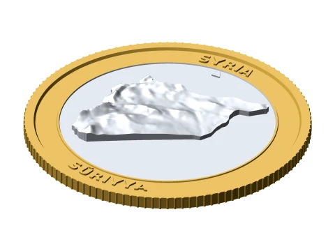 Syria 3D Topographic Coin 85 mm Relief Collector Token 3D Print Model