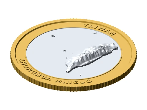 Taiwan 3D Topographic Coin 85 mm Relief Collector Token Modelo de impresión 3D