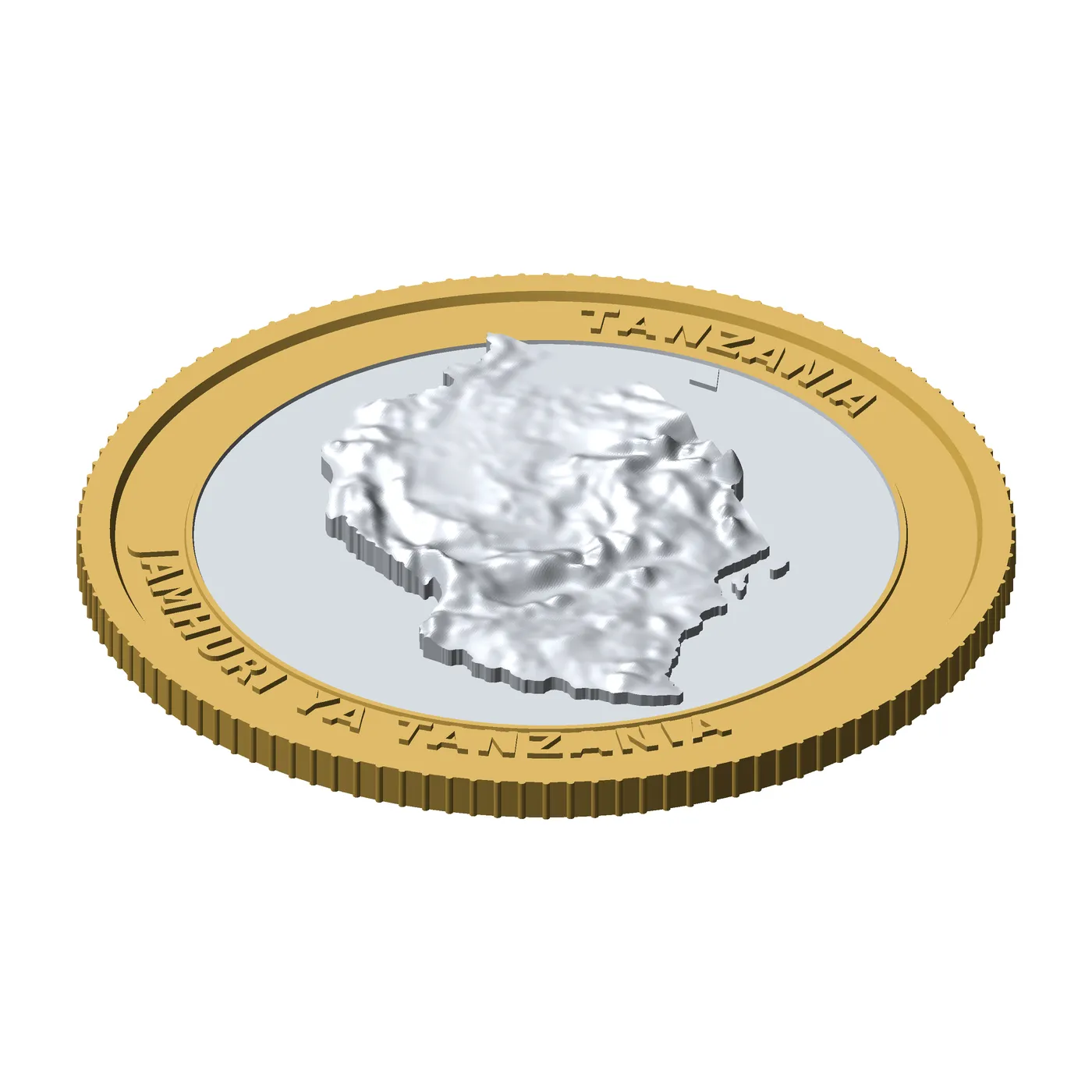 Tanzania 3D Topographic Coin 85 mm Relief Collector Token 3D Print Model .c4d .max .obj .3ds .fbx .stl .blend
