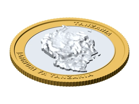 Tanzanya 3D Topografik Para 85 mm R&ouml;lyef Koleksiyoncu Jetonu 3D Baskı Modeli