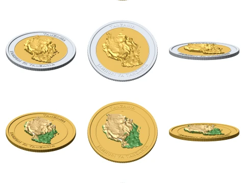 Tanzania 3D Topographic Coin 85 mm Relief Collector Token 3D Print Model