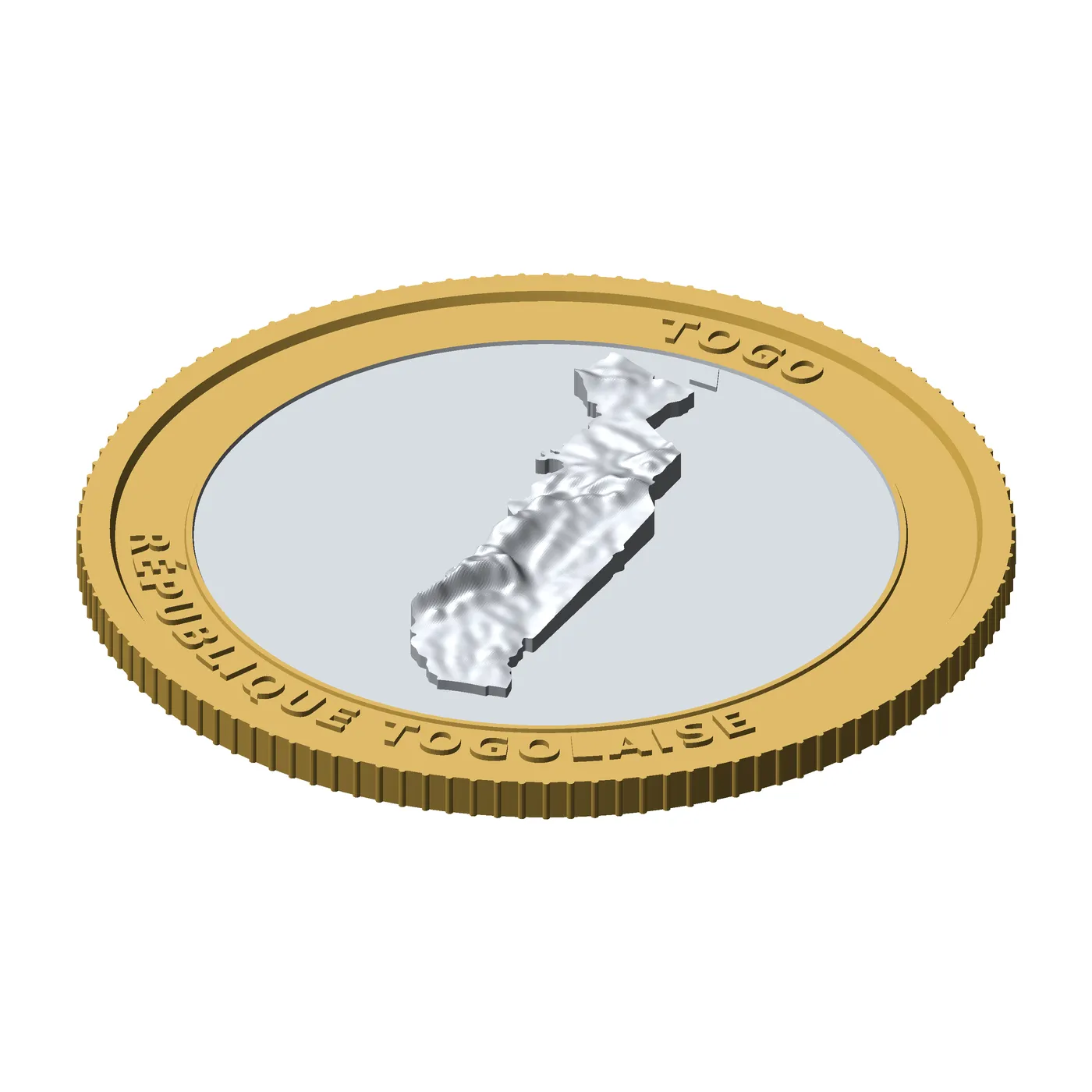 Togo 3D Topographic Coin 85 mm Relief Collector Token 3D Print Model .c4d .max .obj .3ds .fbx .stl .blend 