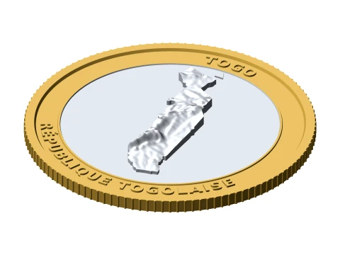 Togo 3D Topographic Coin 85 mm Relief Collector Token 3D Print Model