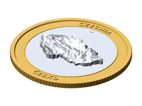 Czechia 3D Topographic Coin 85 mm Relief Collector Token 3D Print Model