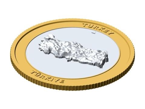 Turkey 3D Topographic Coin 85 mm Relief Collector Token 3D Print Model